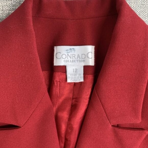 Vintage Conrad C Collection Two Piece Burgundy Skirt Suit 12 Made in Canada - Picture 4 of 16